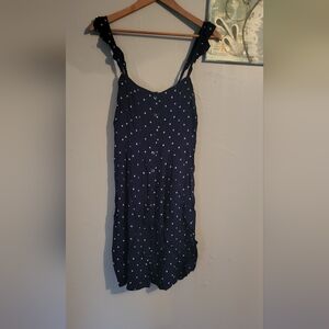 Madewell Navy Polka Dot Midi Dress